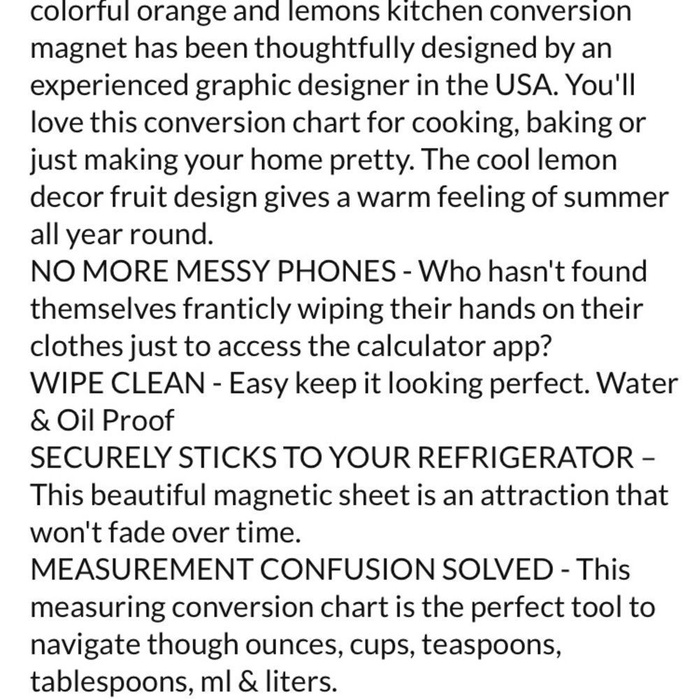 Kitchen Conversion Chart Magnet - Picture 9 of 9